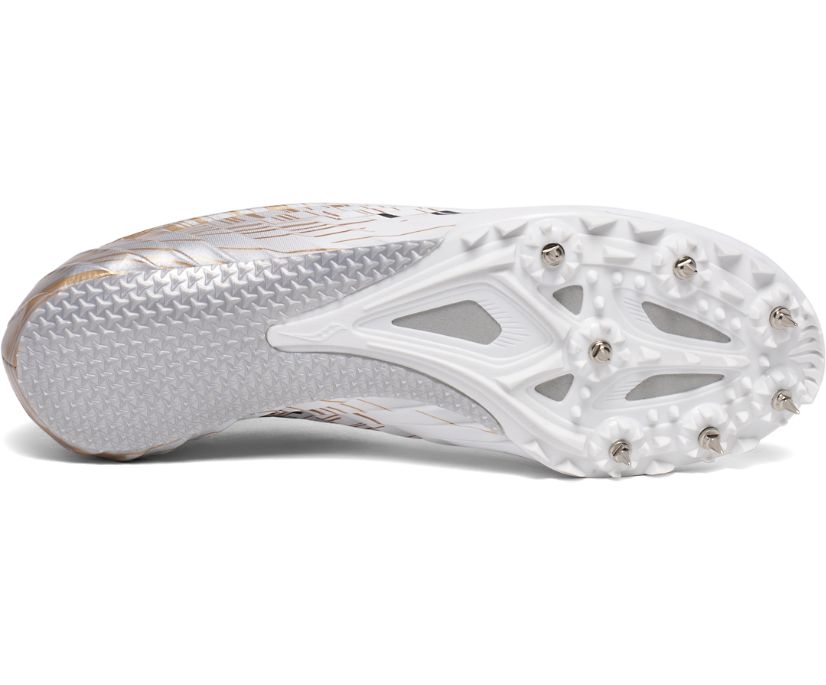 Women's Saucony Spitfire 5 Running Shoes White / Gold | Singapore 204CTVE